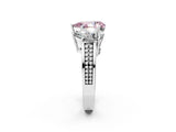 White gold Fancy Pink Pear Cut Diamond Three-Stone Ring with Prong Setting and Textured Band_26