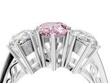 White gold Fancy Pink Pear Cut Diamond Three-Stone Ring with Prong Setting and Textured Band_28
