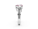 White gold Fancy Pink Pear Cut Diamond Three-Stone Ring with Prong Setting and Textured Band_38