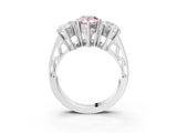 White gold Fancy Pink Pear Cut Diamond Three-Stone Ring with Prong Setting and Textured Band_39