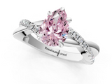 White gold Fancy Pink Pear  Cut Diamond Twist Band Solitaire with Prong Setting_21