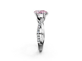 White gold Fancy Pink Pear  Cut Diamond Twist Band Solitaire with Prong Setting_26