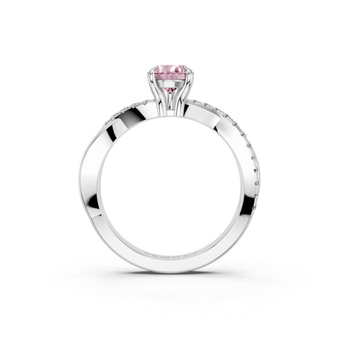 White gold Fancy Pink Pear  Cut Diamond Twist Band Solitaire with Prong Setting_5