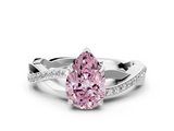 White gold Fancy Pink Pear  Cut Diamond Twisted Band Engagement Ring with Prong Setting_3