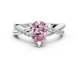 White gold Fancy Pink Pear  Cut Diamond Twisted Band with Pavé Setting and Four-Prong Setting_20