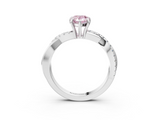 White gold Fancy Pink Pear  Cut Diamond Twisted Band with Pavé Setting and Four-Prong Setting_23