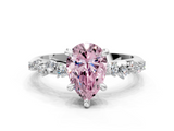 White gold Fancy Pink Pear  Cut Diamond Vine Band with Four-Prong Setting_40