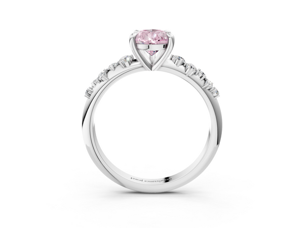 White gold Fancy Pink Pear  Cut Diamond Vine Band with Four-Prong Setting