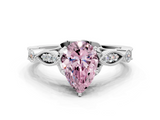 White gold Fancy Pink Pear  Cut Diamond with Milgrain Marquise and Bezel Accents on a Solitaire Band with Prong Setting_210