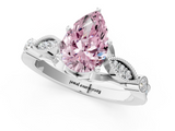 White gold Fancy Pink Pear  Cut Diamond with Milgrain Marquise and Bezel Accents on a Solitaire Band with Prong Setting_212
