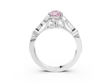 White gold Fancy Pink Pear  Cut Diamond with Milgrain Marquise and Bezel Accents on a Solitaire Band with Prong Setting_213