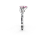White gold Fancy Pink Pear  Cut Diamond with Milgrain Marquise and Bezel Accents on a Solitaire Band with Prong Setting_213