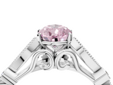 White gold Fancy Pink Pear  Cut Diamond with Milgrain Marquise and Bezel Accents on a Solitaire Band with Prong Setting_214