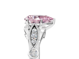 White gold Fancy Pink Pear  Cut Diamond with Milgrain Marquise and Bezel Accents on a Solitaire Band with Prong Setting_216