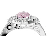 White gold Fancy Pink Pear  Cut Double Halo Diamond Engagement Ring with Pave Band and Four-Prong Setting_59