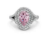 White gold Fancy Pink Pear  Cut Double Halo Split Shank Diamond Ring with Prong Setting_49