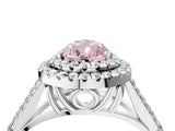 White gold Fancy Pink Pear  Cut Double Halo Split Shank Diamond Ring with Prong Setting_53