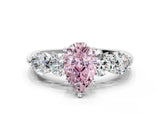 White gold Fancy Pink Pear  Cut Five-Stone Prong Set Diamond Ring with Classic Band_32