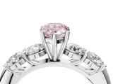 White gold Fancy Pink Pear  Cut Five-Stone Prong Set Diamond Ring with Classic Band_36