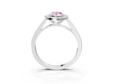 White gold Fancy Pink Pear Cut Halo Bezel Diamond Pave Band Ring_3