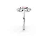 White gold Fancy Pink Pear Cut Halo Cluster Diamond Ring with Pave Band and Four-Prong Setting_14