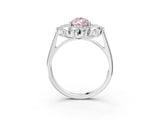 White gold Fancy Pink Pear Cut Halo Cluster Diamond Ring with Pave Band and Four-Prong Setting_15