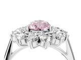 White gold Fancy Pink Pear Cut Halo Cluster Diamond Ring with Pave Band and Four-Prong Setting_4