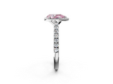 White gold Fancy Pink Pear  Cut Halo Diamond Engagement Ring with Pave Band and Four-Prong Setting_30