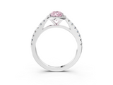 White gold Fancy Pink Pear  Cut Halo Diamond Engagement Ring with Pave Band and Four-Prong Setting_31