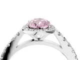 White gold Fancy Pink Pear  Cut Halo Diamond Engagement Ring with Pave Band and Four-Prong Setting_32