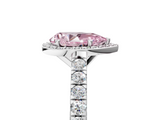 White gold Fancy Pink Pear  Cut Halo Diamond Engagement Ring with Pave Band and Four-Prong Setting_33