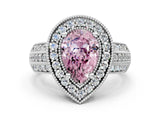White gold Fancy Pink Pear Cut Halo Diamond Engagement Ring with Pave Split Shank and Four-Prong Setting_12