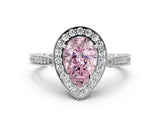 White gold Fancy Pink Pear Cut Halo Diamond Engagement Ring with Split Shank Band and Four-Prong Setting_12