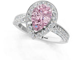 White gold Fancy Pink Pear Cut Halo Diamond Engagement Ring with Split Shank Band and Four-Prong Setting_13