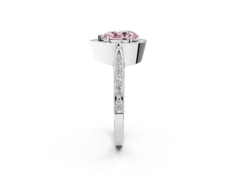 White gold Fancy Pink Pear Cut Halo Diamond Engagement Ring with Split Shank Band and Four-Prong Setting_14