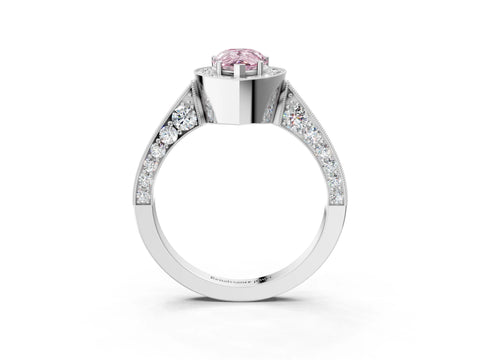 White gold Fancy Pink Pear Cut Halo Diamond Engagement Ring with Split Shank Band and Four-Prong Setting_15