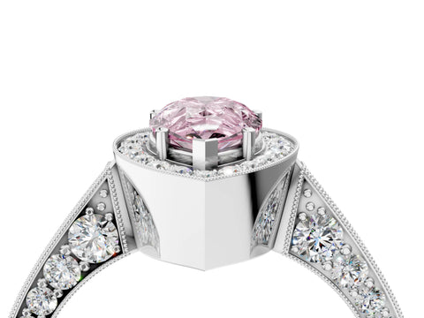 White gold Fancy Pink Pear Cut Halo Diamond Engagement Ring with Split Shank Band and Four-Prong Setting_16
