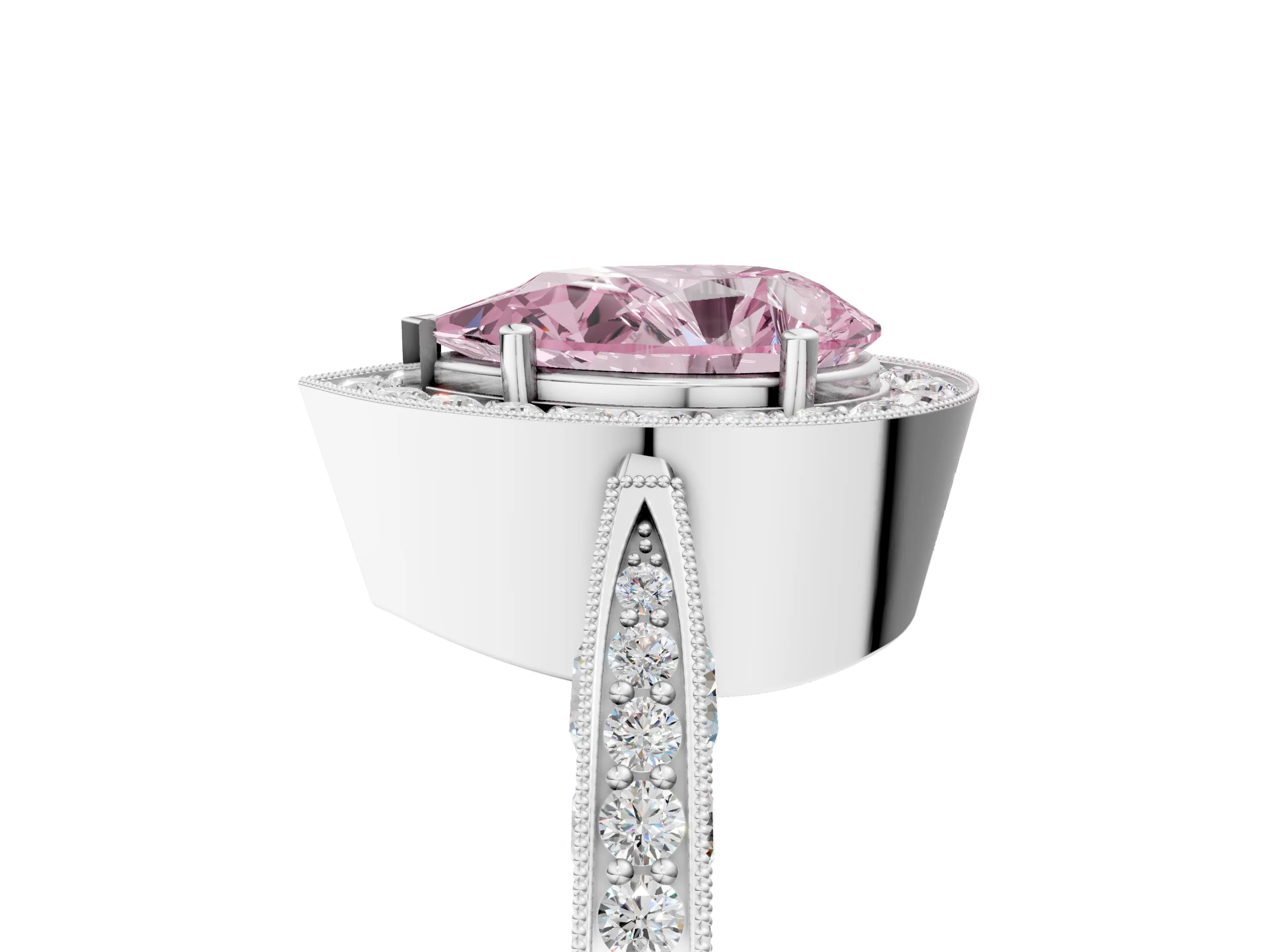 White gold Fancy Pink Pear Cut Halo Diamond Engagement Ring with Split Shank Band and Four-Prong Setting_17