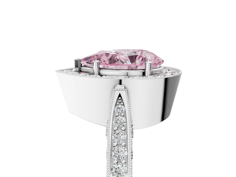 White gold Fancy Pink Pear Cut Halo Diamond Engagement Ring with Split Shank Band and Four-Prong Setting_17