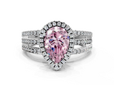 White gold Fancy Pink Pear  Cut Halo Diamond Engagement Ring with Split Shank and Four-Prong Setting_20