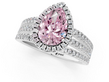 White gold Fancy Pink Pear  Cut Halo Diamond Engagement Ring with Split Shank and Four-Prong Setting_21
