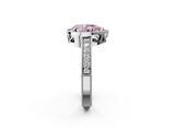 White gold Fancy Pink Pear  Cut Halo Diamond Pave Band Ring with Four-Prong Setting_46