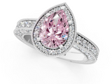 White gold Fancy Pink Pear  Cut Halo Diamond Pave Band Ring with Four-Prong Setting_46