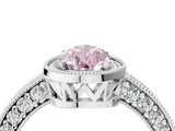 White gold Fancy Pink Pear  Cut Halo Diamond Pave Band Ring with Four-Prong Setting_49