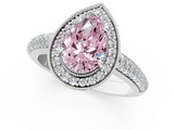 White gold Fancy Pink Pear  Cut Halo Diamond Pave Band with Four-Prong Setting_37