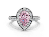 White gold Fancy Pink Pear  Cut Halo Diamond Pave Band with Four-Prong Setting_37