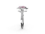 White gold Fancy Pink Pear  Cut Halo Diamond Pave Band with Four-Prong Setting_39