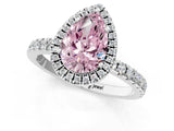 White gold Fancy Pink Pear Cut Halo Diamond Pave Band with Prong Setting_1