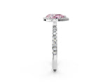 White gold Fancy Pink Pear Cut Halo Diamond Pave Band with Prong Setting_2