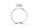 White gold Fancy Pink Pear Cut Halo Diamond Pave Band with Prong Setting_3
